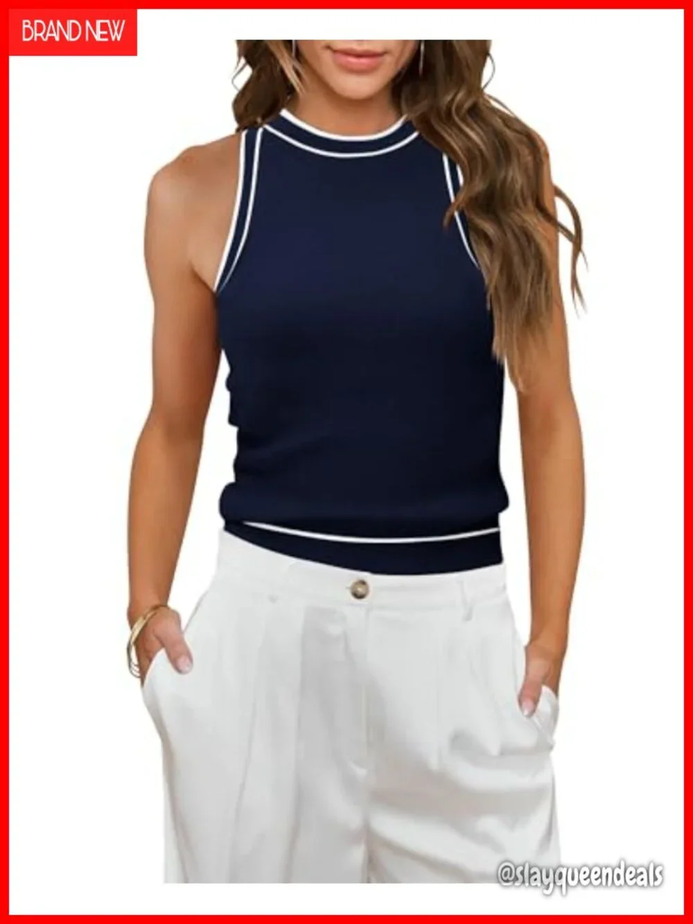 Ribbed Halter Neck Tank Top Crop Cami Sleeveless Racerback Slim Fit